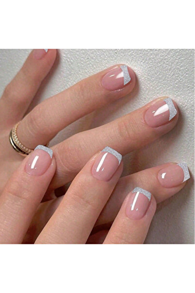 Choice Burgundy 24pcs/set short square fake nails for women cute bride heart ...