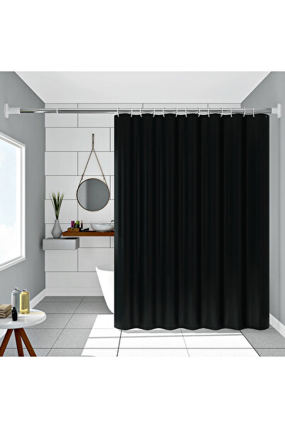 Choice 150*180cm Dark Simple Style Black Shower Curtain Pure Black Design Bat...