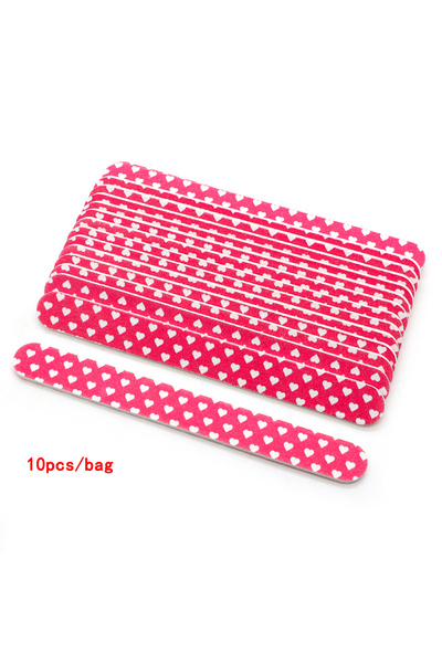 Choice 10pcs 5/10pcs Nail File Double Sided Heart Red Printing Straight Sandi...