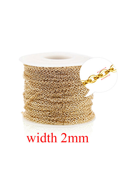Choice11 Gold 2mm 2m/lot Stainless Steel Cable Chain Bulk for Silver Rose Gol...