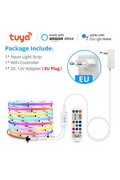 Choice 3M Set DC 12V European Power Plug 12V Tuya Smart Life App Control RGBI...