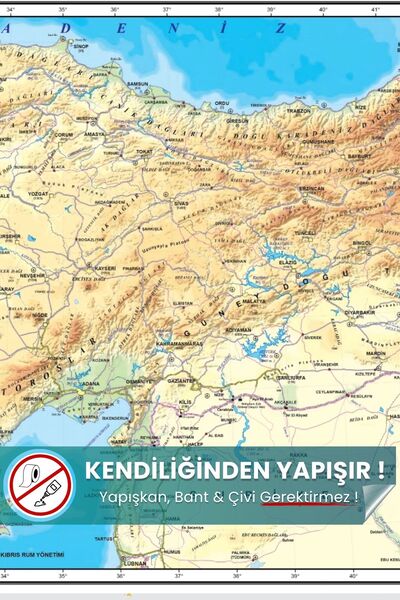 Pi Papers Turkey Physical Map, Magic Smart Paper That Does Not Hurt the Surfa...