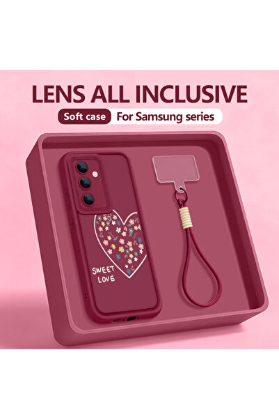 Choice Galaxy A56 B005 Wine Red Sweet Love Hearts Lanyard Phone Case For S25 ...