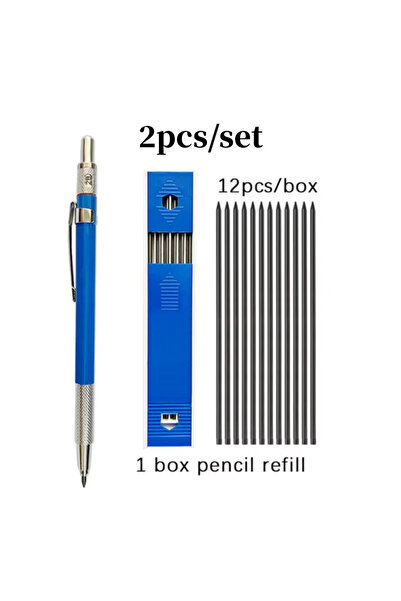 Choice 2pcs blue set 2.0mm Mechanical Pencil Set 2B Blue/Black Lead Refills O...