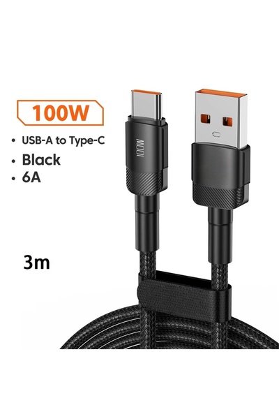 Choice7 XC009-hei-3m PD 100W Fast Charge 1m/2m/3m USB to Type C Cable Quick C...