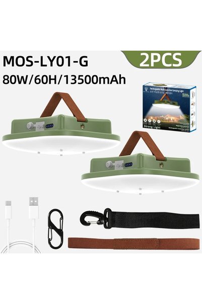 Choice MOS-LY01 أخضر قطعتين من مصابيح التخييم القابلة لإعادة الشحن في الهواء ...