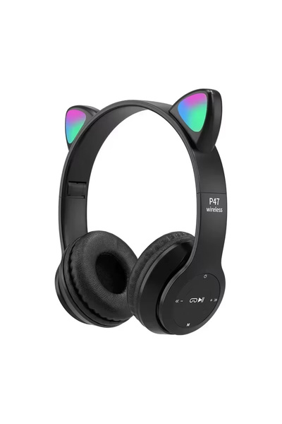 Choice6 VIKEFON Black Flash Lamp Cute Cat Ears Headphone Bluetooth5.0 Stereo ...