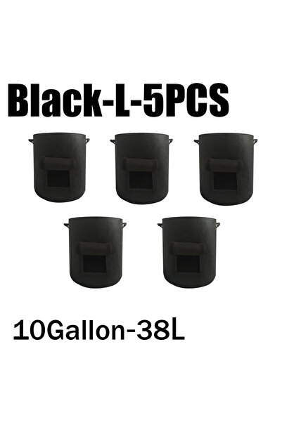 Choice16 Black-L-5PCS 3Styles Felt plant grow bags nonwoven fabric garden pot...