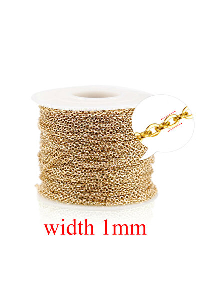 Choice6 Gold 1mm 2m/lot Stainless Steel Cable Chain Bulk for Silver Rose Gold...