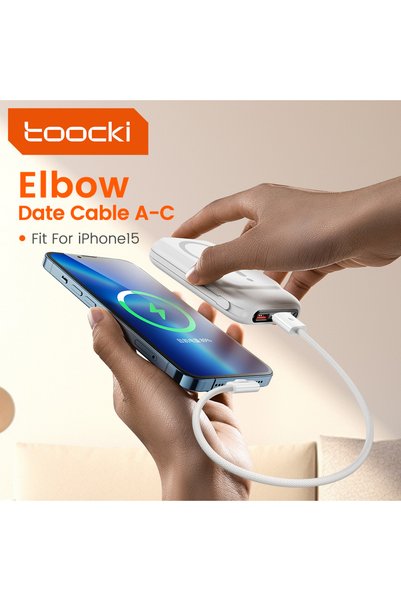 Toocki 0.25m Beige 100W Elbow 90 Degree USB A to Type C Fast Charging Cable 6...
