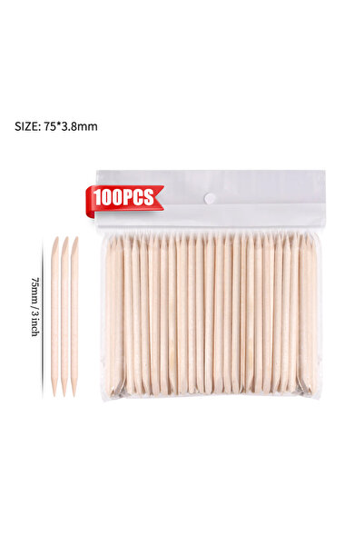 Choice4 75 mm 100Pcs Orange Wood Sticks for Nails Double Sided Cuticle Pusher...