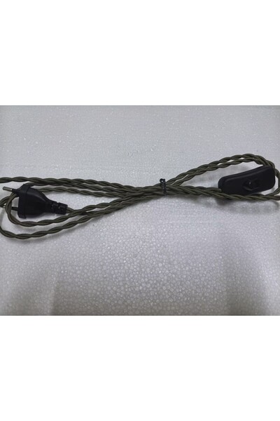 Choice1 army green 2m AC 220-250V Vintage Woven Cloth Power Cord With EU Plug...