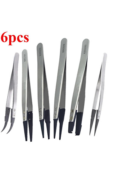 Choice4 6pcs 6PCS Watch Hands Installation Work Tweezers Straight Elbow Handl...