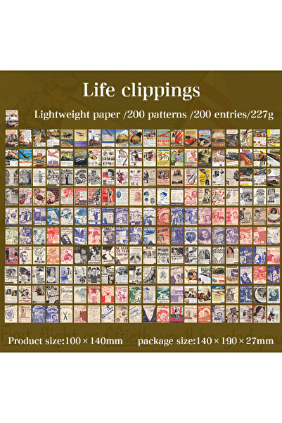 Choice B JIANQI 200 Unrepeated Old Magazine Newspaper Text Scrapbooking Decor...