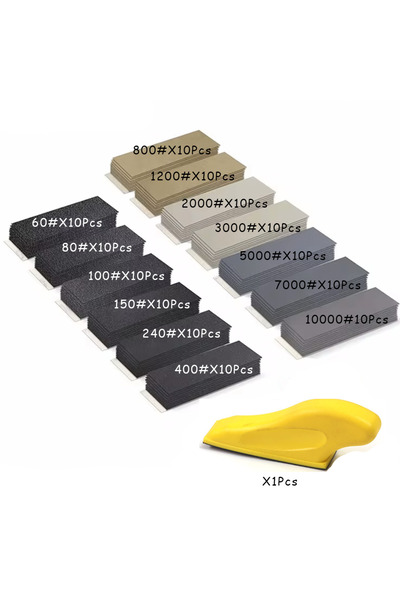 Choice10 wet and dry 131Pcs 3.5”x 1.2” Mini Sandpaper Kit 51/71/131 Pcs with ...