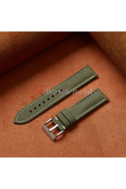 Choice42 21mm Green-White Genuine Sailcloth Watch Band Premium Sailcloth Stra...