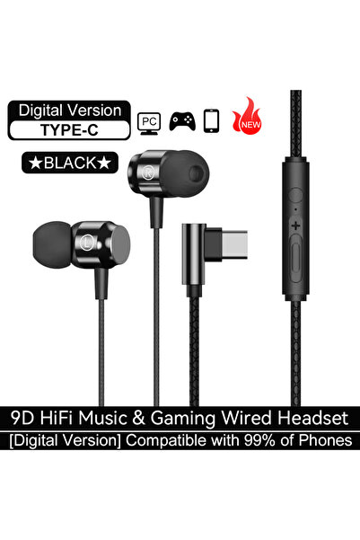 Choice NEW Black-TYPE-C Metal Magnetic Wired Earphones 3.5mm L/TYPE-C Jack HI...