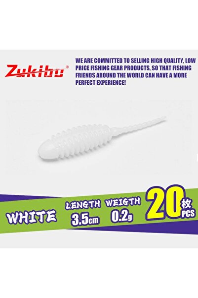 Choice 20pcs With Bag White 3.5cm 0.2g ZUKIBO New 20pcs Fishing Tiny Worm Bai...