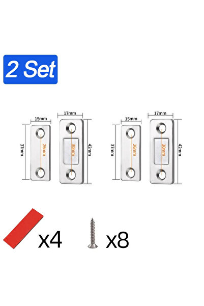 Choice 2 Set-Silver Strong Magnetic Cabinet Catches Ultra-Thin Door Magnets S...