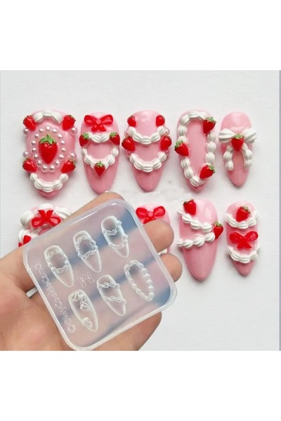 Choice Cream edge Cake Cream Lace Heart Silicone Nail Mold Sweet Y2K Nail Art...