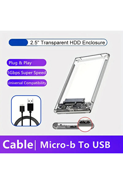 Choice1 علبة قرص صلب خارجي شفاف بحجم 2.5 بوصة من نوع Micro B-USB A، تدعم SATA...
