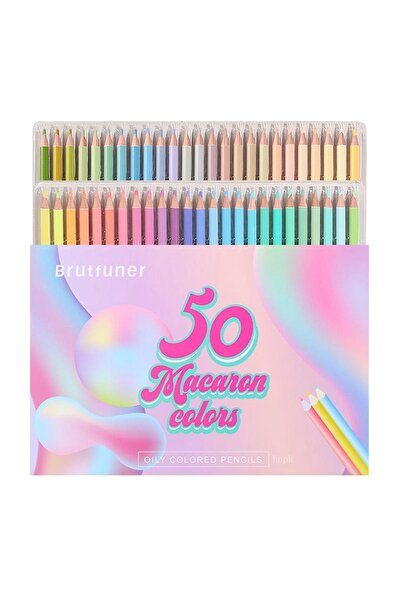 Choice 50 Colors Set Brutfuner Macaron 50 Colors Colored Pencil Professional ...