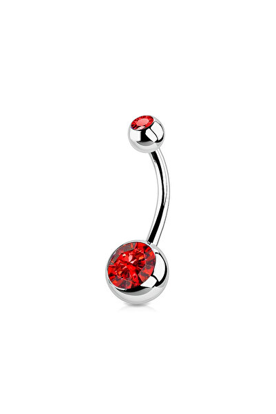 Choice5 1.2x10mm red 1PC G23 Titanium Crystal Gem Curved Barbell Rings Belly ...