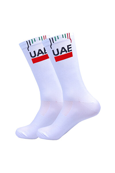 Choice6 One Size WHITE White UAE Cycling Socks FDJ TEAM Lightweight Large Mes...