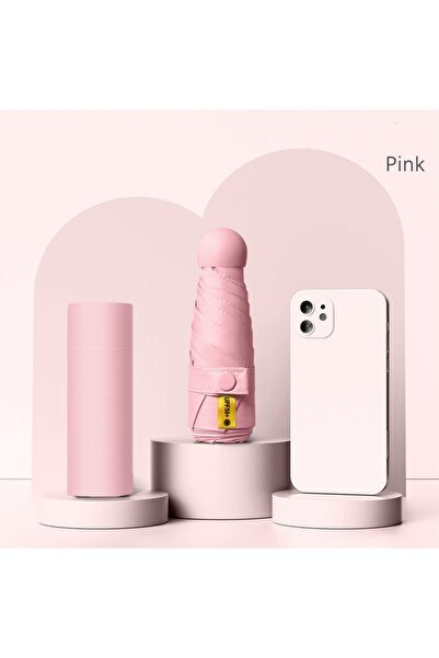Choice Pink UPF50+ Mini Capsule Folding Umbrella Vinyl Portable Sun Rain Umbr...