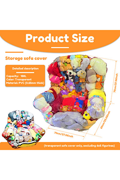 Choice 180L 150/180L Transparent Children Plush Toys Storage Chair Cover Bean...