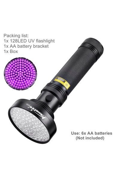 Choice أسود SV24 - مصباح يدوي جديد 128 LED 395nm UV قوي يعمل بالأشعة فوق البن...