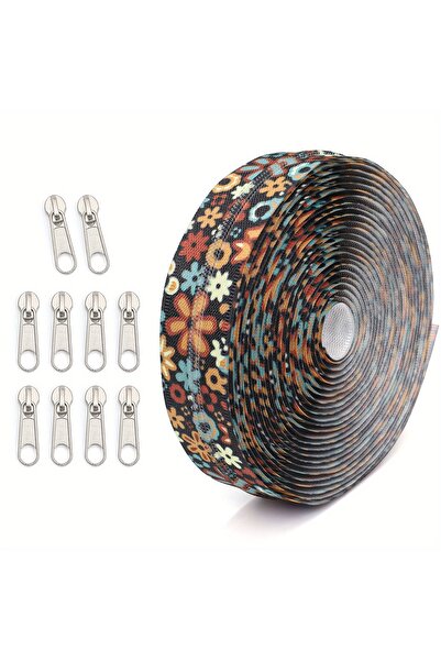 Choice Silver Slider 1 set = 4.5m zipper + 10 silver zipper heads, 3 #nylon p...