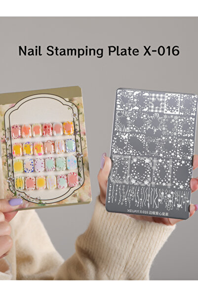 Choice40 gangban-X016 1pc Nail Stamping Plate 30 Patterns, Plaid Geometric Na...