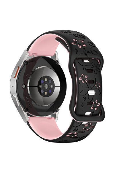 Choice 20mm Black white Pink Two-color Flower Design Floral Engraved Silicone...