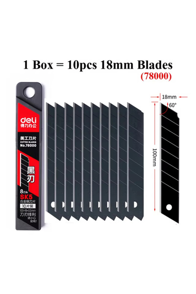 Choice7 Deli C 1Box Deli Heavy Duty Utility Knife Sharp Black SK5 Carbon Stee...