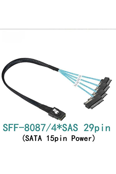 choice2 كابل طاقة BSN ذو 15 سنًا (50 سم) Mini SAS SFF 8087 إلى 4 SFF -8482 كب...