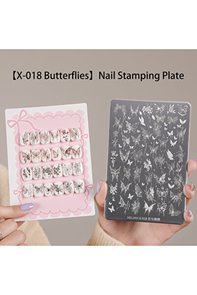Choice6 gangban-X018 1pc Nail Stamping Plate 30 Patterns, Plaid Geometric Nai...
