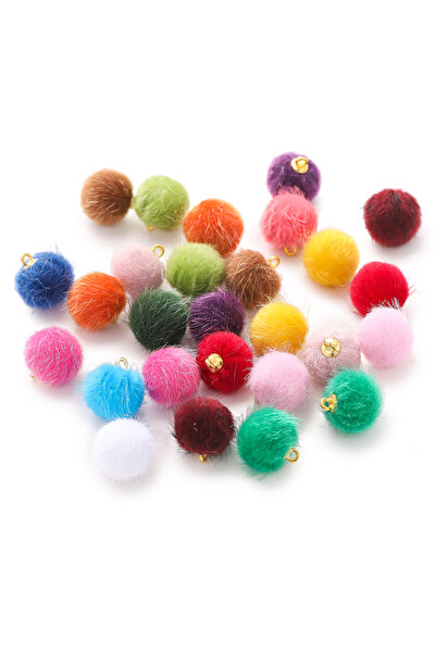 Choice Random mixed 10pcs Plush Fur Covered Ball Beads Charms Pompom Beads Pe...