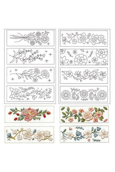 Choice 2 Sheets - B Floral Pre-Printed Embroidery Patterns, Dissolvable Water...