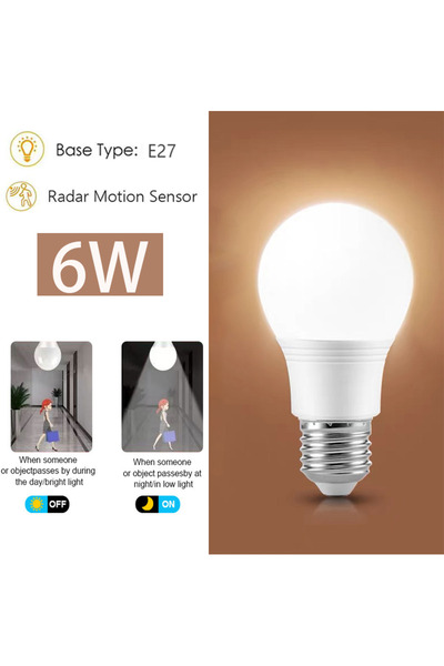 Choice AC110V(100-130V) Warm White 6W 1pc Radar Motion Sensor Light Bulbs Dus...
