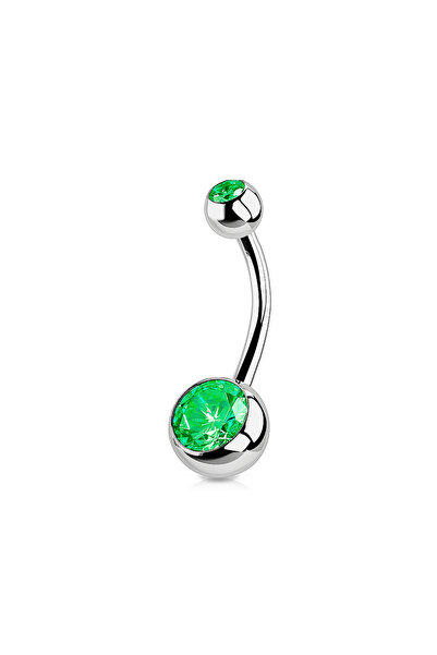 Choice6 1.2x10mm green 1PC G23 Titanium Crystal Gem Curved Barbell Rings Bell...