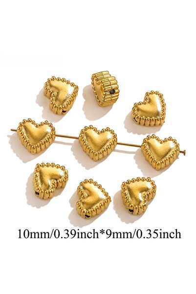 Choice5 GD Flat Hole 10pcs Stainless Steel Spacer Bead Water Drop Heart-shape...