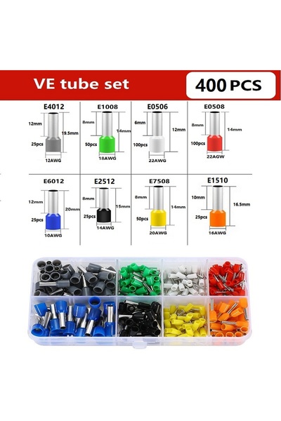 Choice4 VE400PCS 200-2000 pcs Durable Wire Connect Insulated Connector Crimp ...