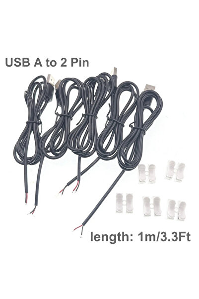 Choice USB Male 1m -5pcs DC 2-pin USB Power Cable USB Male Female to 2 Pin Ba...