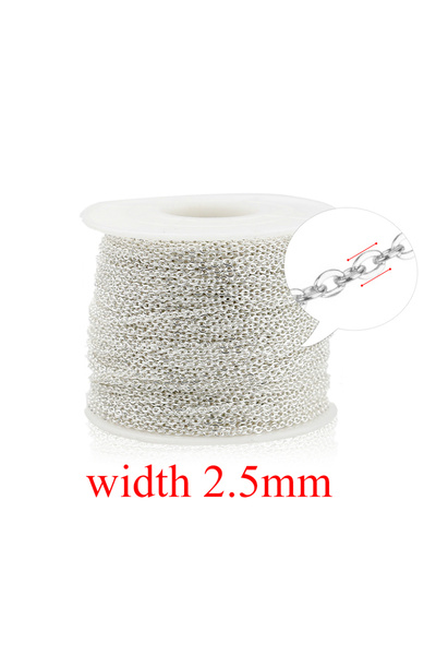 Choice4 Silver 2.5mm 2m/lot Stainless Steel Cable Chain Bulk for Silver Rose ...