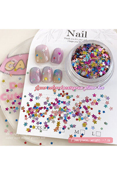 Choice 1pcWujiaoxingcaise 1 piece, 2 pieces of colorful pentagram nail glitte...
