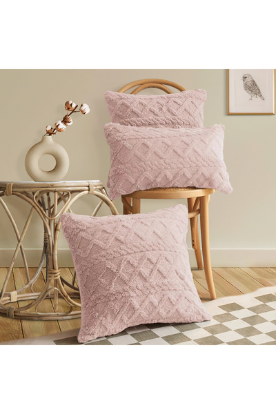 Choice 50cmx50cm 1PC Pink 1pc double-sided jacquard plush solid color elastic...