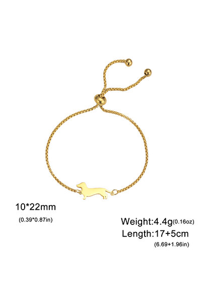 Choice 17-22cm GOLD C Cute Dachshund Dog Stainless Steel Bracelet for Women's...