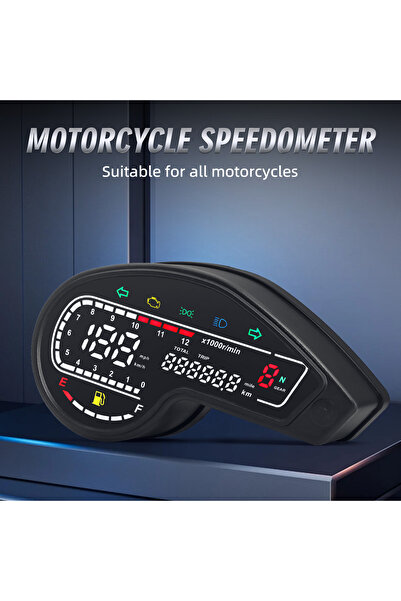 Choice Motorcycle Speedometer 12V Universal Multifunctional Moto Gauge LED Di...