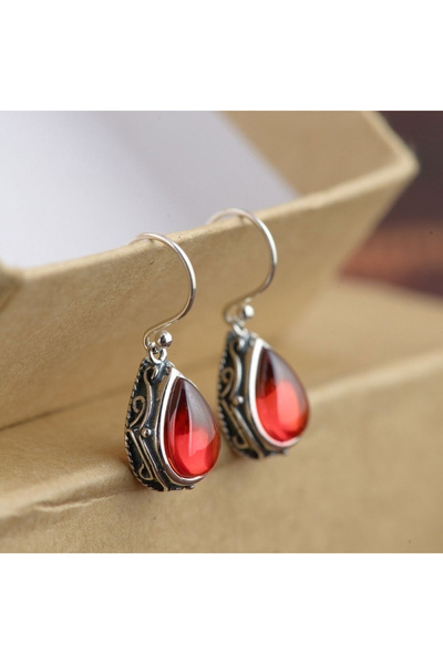 Choice E2395 Huitan Hot Trend Pear Earrings for Women Vintage Green Red Stone...